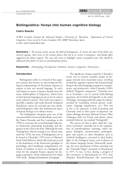 Biolinguistics: forays into human cognitive biology - Isita