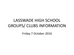 LASSWADE HIGH SCHOOL GROUPS/ CLUBS INFORMATION