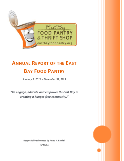 Annual Report of the East Bay Food Pantry January 1, 2013