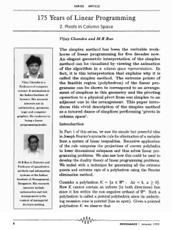 175 Years of Linear Programming --------~--------