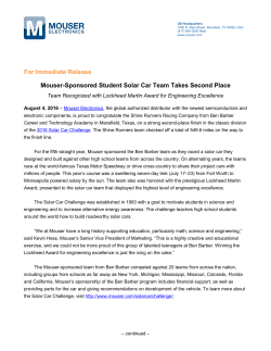 Mouser-Sponsored Student Solar Car Team Takes Second Place