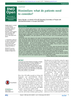 Biosimilars: what do patients need to consider?