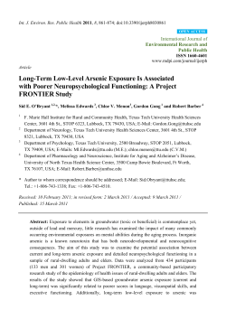 Long-Term Low-Level Arsenic Exposure Is Associated with Poorer
