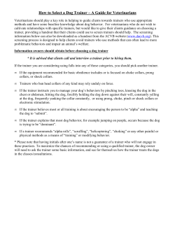 How to select a trainer - A guide for veterinarians