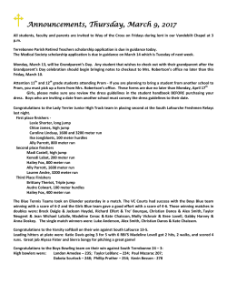 Announcements, Thursday, March 9, 2017