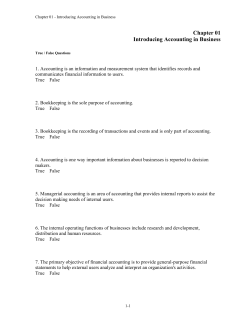 Chapter 01 Introducing Accounting in Business