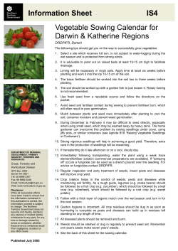 Information Sheet IS4 Vegetable Sowing Calendar for Darwin