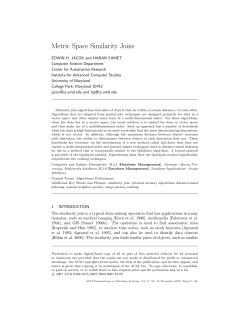 Metric Space Similarity Joins - UMD Department of Computer Science