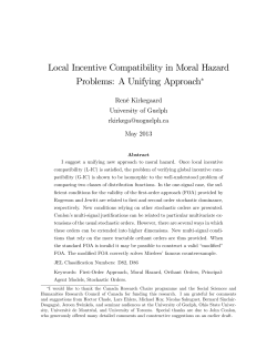 Local Incentive Compatibility in Moral Hazard Problems: A Unifying