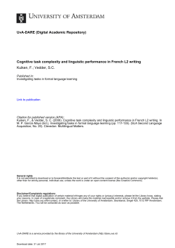 Cognitive task complexity and linguistic performance in French L2