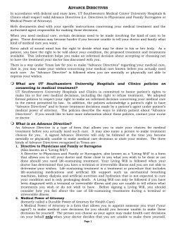 Advance Directives - UT Southwestern Medical Center