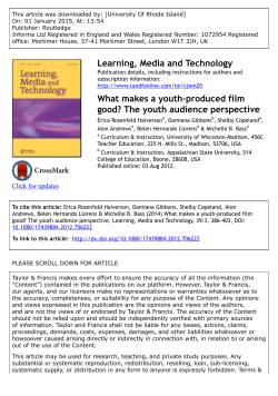 Learning, Media and Technology What makes a youth