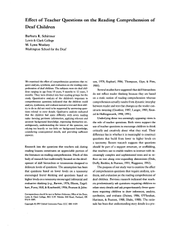 Effect of Teacher Questions on the Reading Comprehension of Deaf