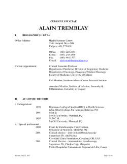 CURRICULUM VITAE - University of Calgary