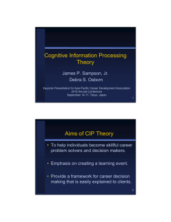 Cognitive Information Processing Theory Aims of CIP Theory