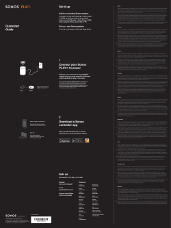 Quickstart Guide Set it up 1 Connect your Sonos PLAY:1 to power 2