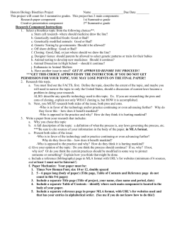 Honors Biology Research Project
