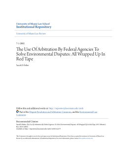 The Use Of Arbitration By Federal Agencies To Solve Environmental