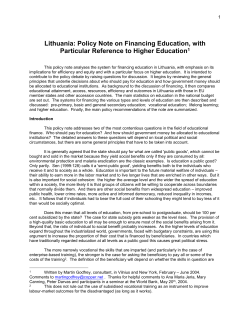 Lithuania: Policy Note on Financing Education