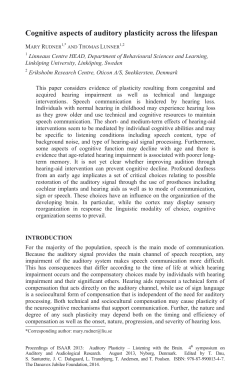 Cognitive aspects of auditory plasticity across the lifespan