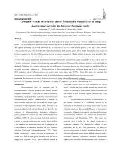 Comparative study of continuous ethanol fermentation from