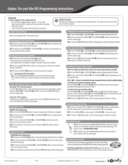 Glydea 35e and 60e RTS Programming Instructions