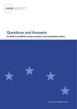 A on MiFID II and MiFIR investor protection and - ESMA