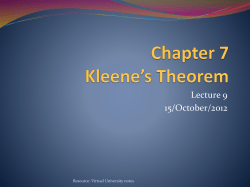Chapter 7 Kleene`s Theorem