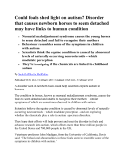 Could foals shed light on autism? Disorder that causes newborn