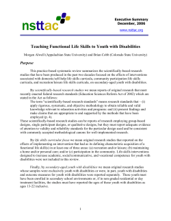 Teaching Functional Life Skills to Youth with Disabilities