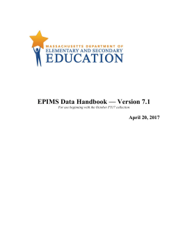 EPIMS Data Handbook v. 7.1 - Massachusetts Department of