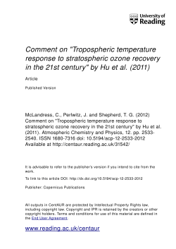 "Tropospheric temperature response to stratospheric ozone