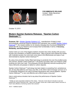 Modern Spartan Systems Releases &ldquo;Spartan Carbon Destroyer&trade;&rdquo;