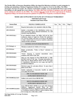 Medicare Supplement Outline of Coverage Worksheet
