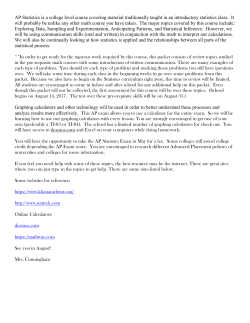 AP Statistics Summer Packet