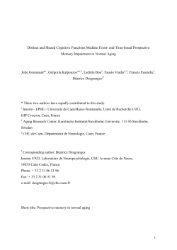 Most of the time, studies assess prospective memory - HAL