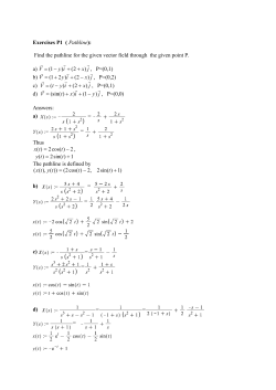 Exercises P1 ( Pathline): Find the pathline for the given vector field