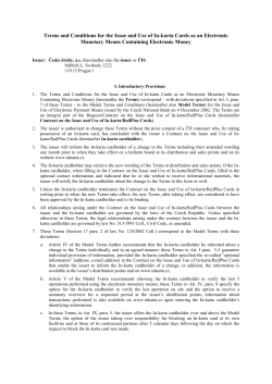 Terms and Conditions for the Issue and Use of In