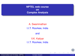 NPTEL web course on Complex Analysis