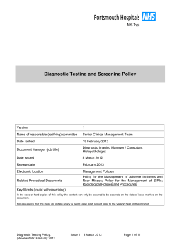 Diagnostic and Screening Policy - Portsmouth Hospitals NHS Trust