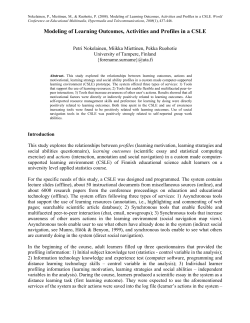 Modeling of Learning Outcomes, Activities and Profiles in a CSLE