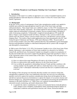 GLWQA Phosphorus Load Response Modeling Task Team Report