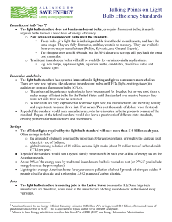 Talking point notes on light bulb efficiency standards