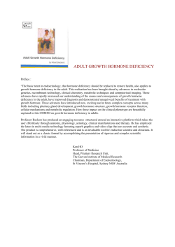 ADULT GROWTH HORMONE DEFICIENCY Pr&eacute;face : &ldquo;The basic