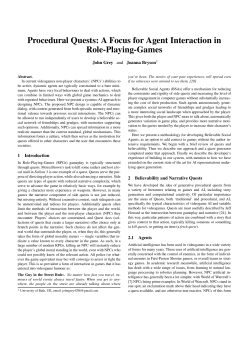 Procedural Quests: A Focus for Agent Interaction in Role