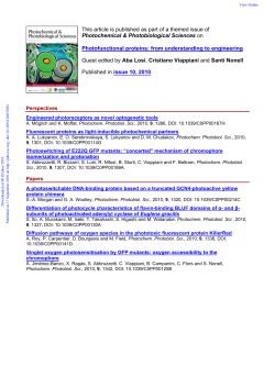 This article is published as part of a themed issue of Photochemical