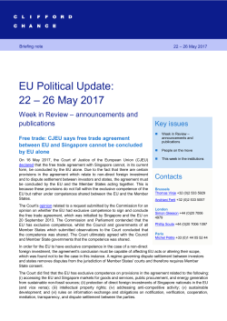 EU Political Update: 22 &ndash; 26 May 2017