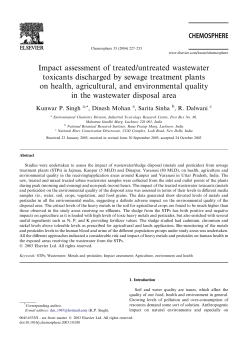 Impact assessment of treated/untreated wastewater toxicants