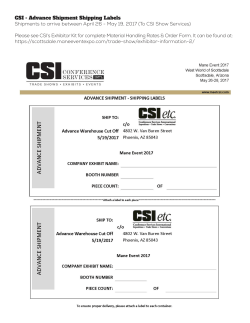 CSI - Advance Shipment Shipping Labels Shipments to arrive