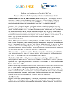 GluSense Receives Investment from JDRF T1D